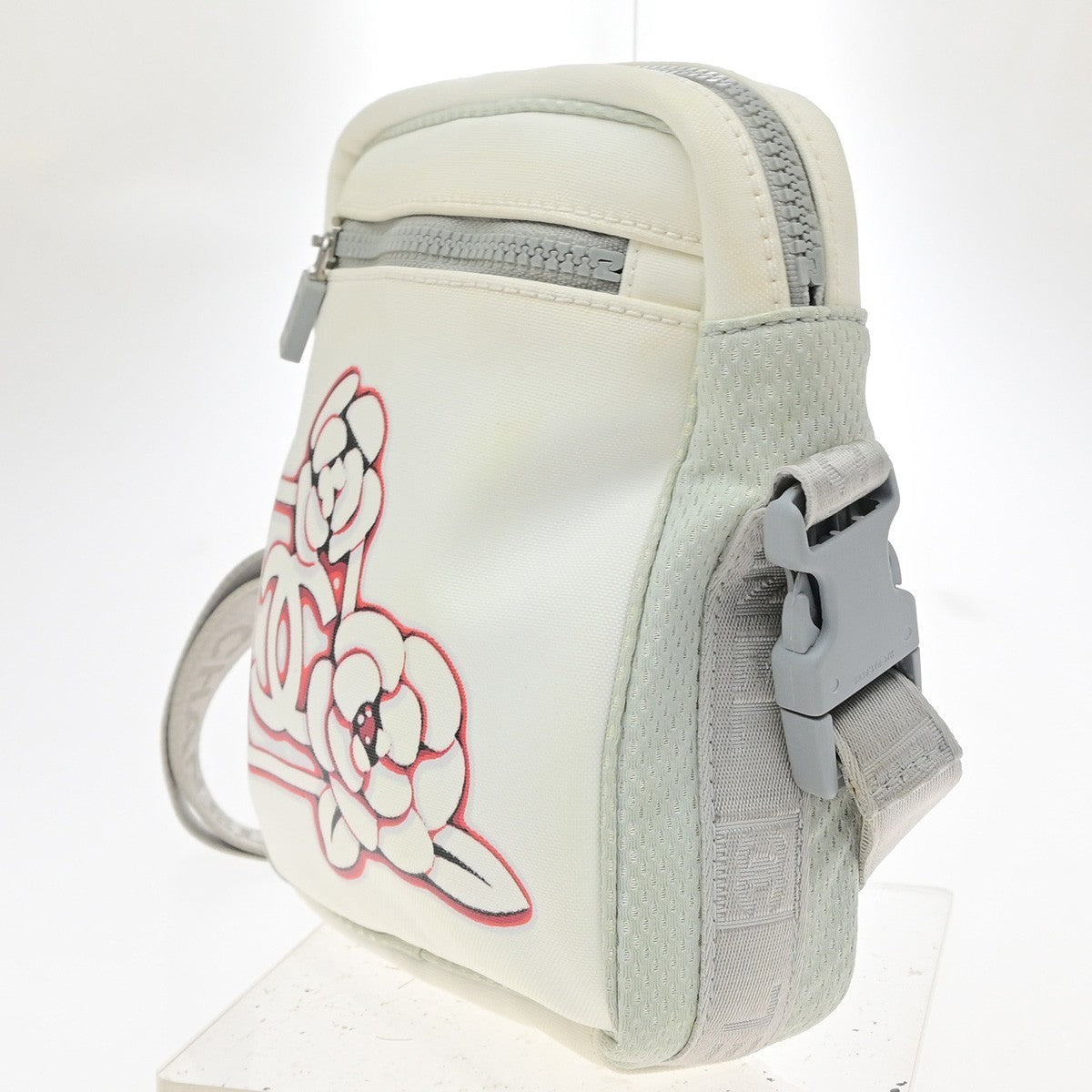 CHANEL Sports Line Camellia Shoulder Bag  Nylon  Canvas White Italy 74KD194