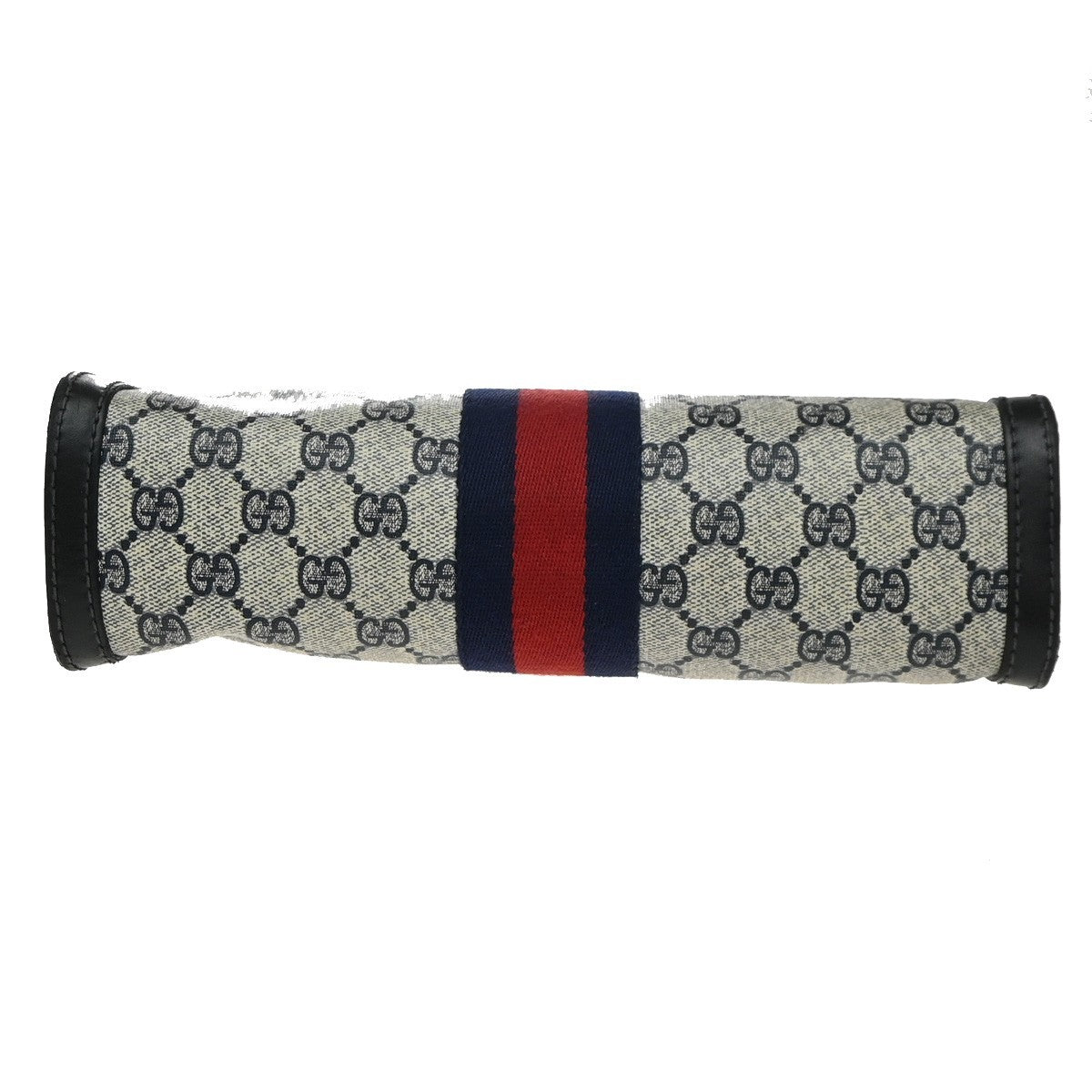 GUCCI Parfums Logo Sherry Clutch Hand Bag PVC Leather Navy Blue Italy 60KP203