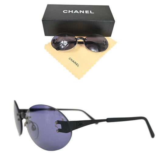 CHANEL CC Logo Sunglasses Eye Wear Metal Plastic 11758 Black Italy 05FA147