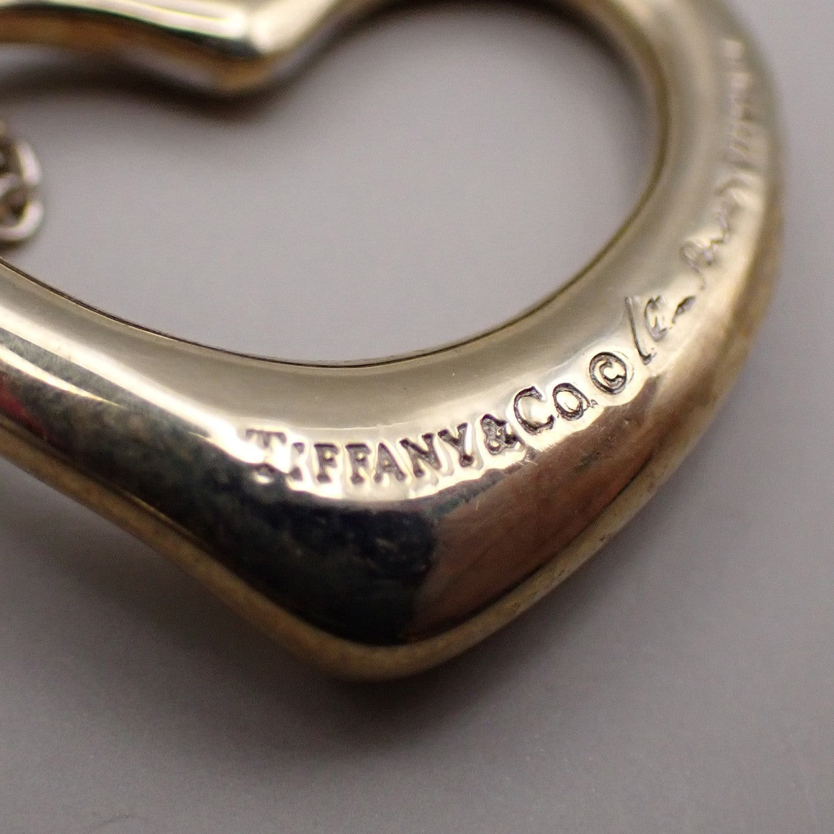 TIFFANY & CO. Open Heart 22mm Chain Necklace Silver Ag 925 Gold-Plated 01KA965