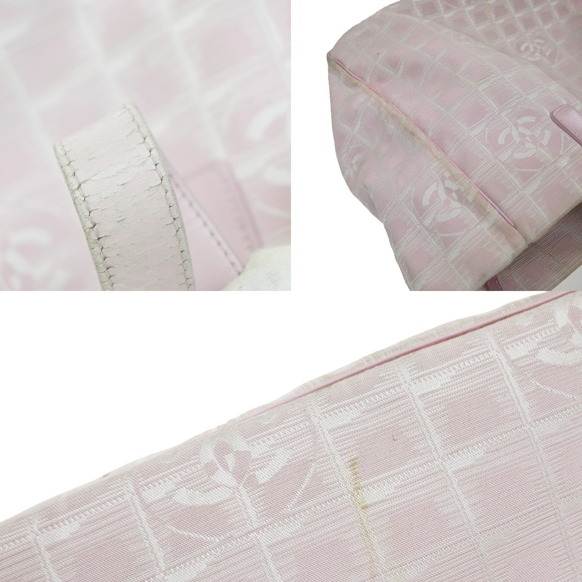 CHANEL CC Logo New Travel Line Shoulder Bag Nylon Leather Pink Italy 30EG405