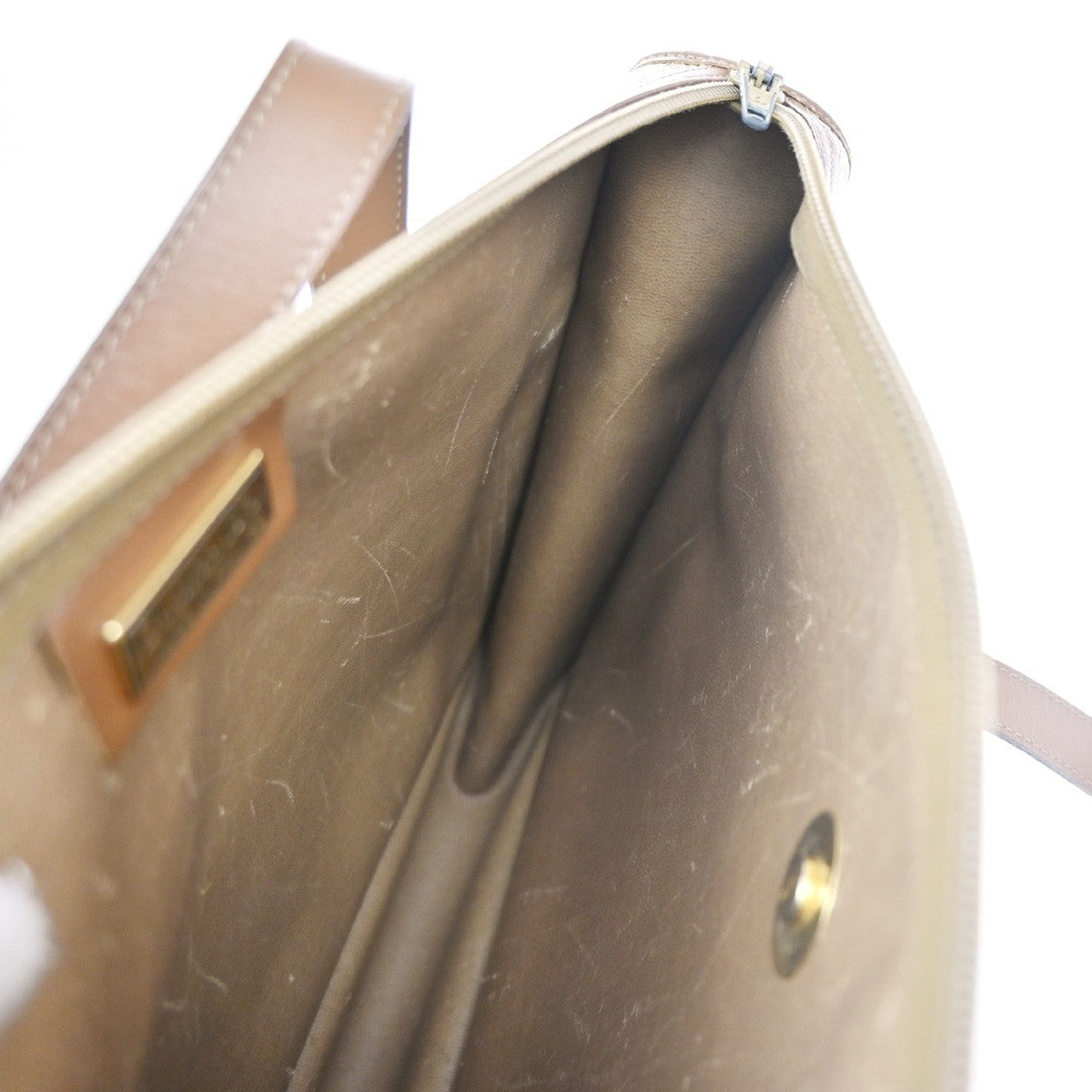 CHRISTIAN DIOR Logo Honeycomb Shoulder Hand Bag PVC Leather Beige GHW 62CA527