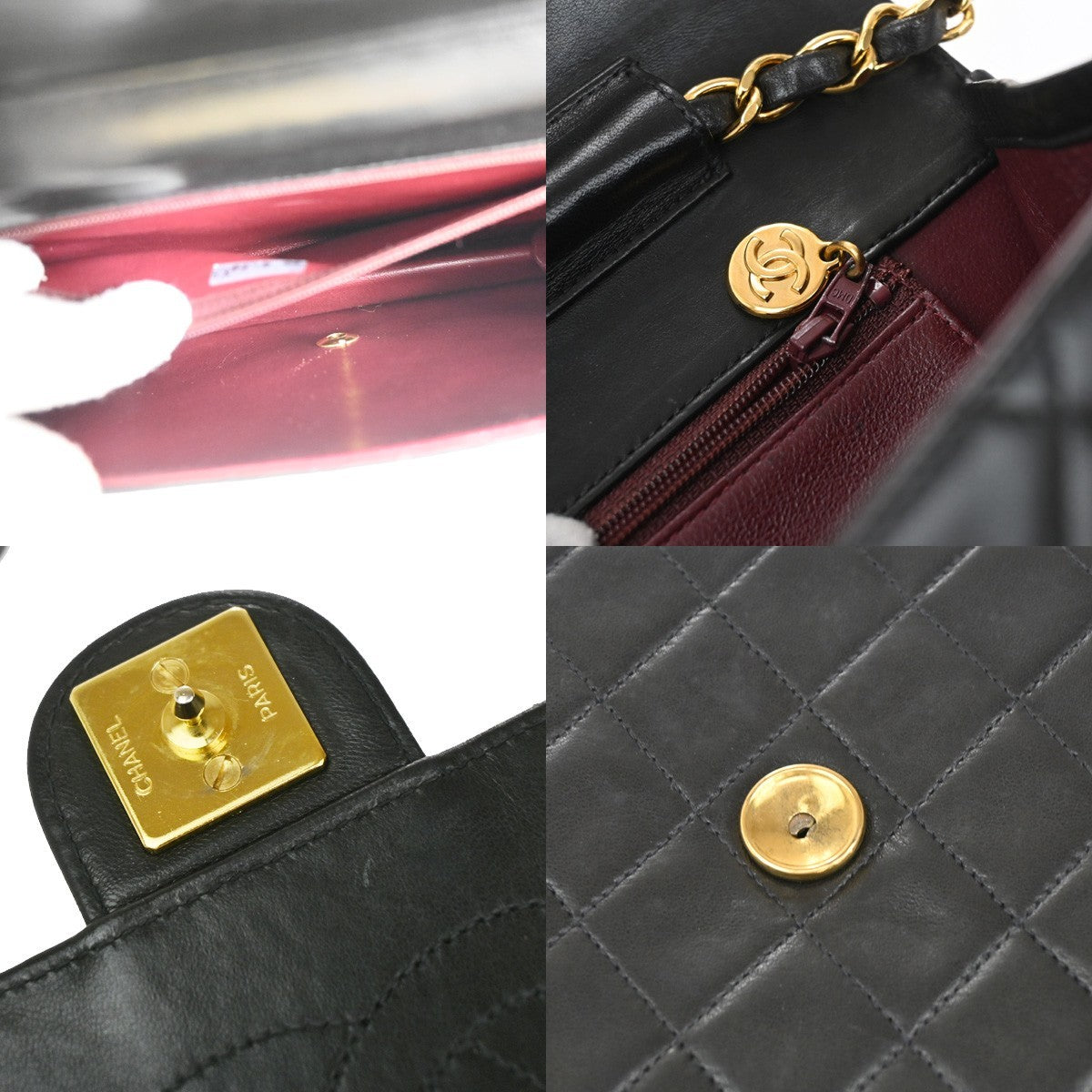 CHANEL CC Logo Matelasse 25 Chain Shoulder Bag Leather BK GHW Vintage 620RL451