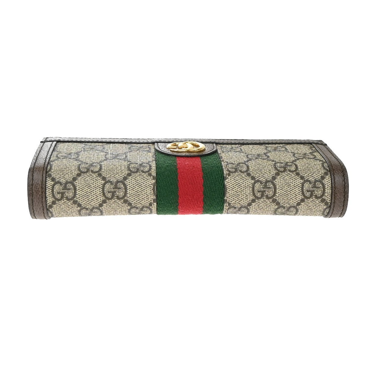 GUCCI Logo GG Pattern Sherry Bifold Long Wallet Supreme Leather Brown 76RF647