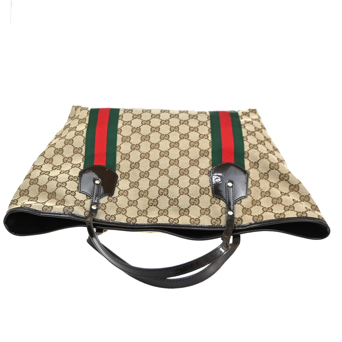 GUCCI GG Jolie Sherry Shoulder Hand Tote Bag Patent Leather Canvas GHW 70CA983