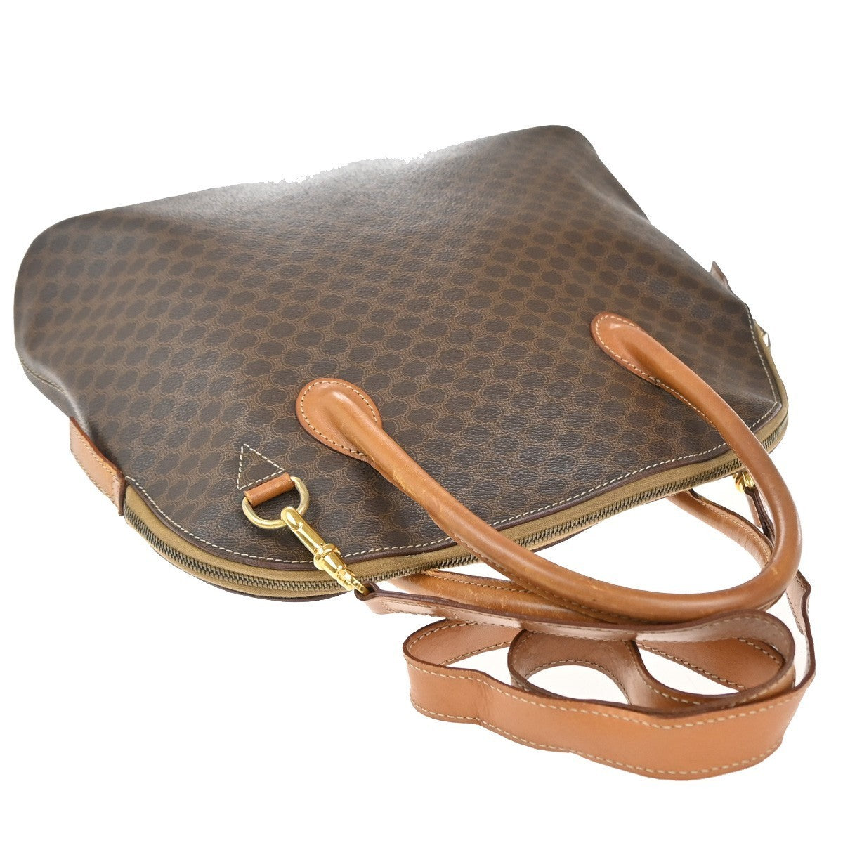 CELINE Logo Macadam 2Way Shoulder Hand Bag PVC Leather Brown GHW Italy 31KP442
