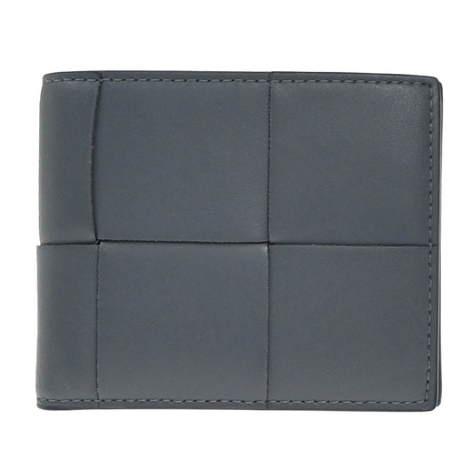 BOTTEGA VENETA Logo Cassette Bifold Compact Wallet Leather Gray Italy 31RP158