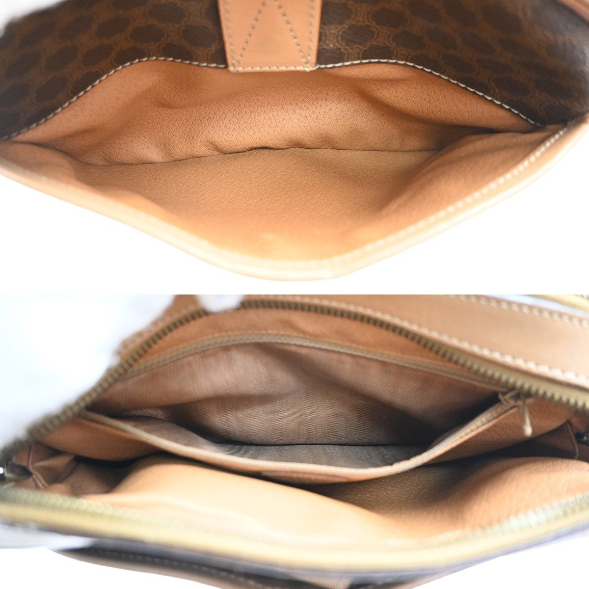 CELINE Logo Macadam Pattern Shoulder Bag PVC Leather Brown Italy GHW 31MA302