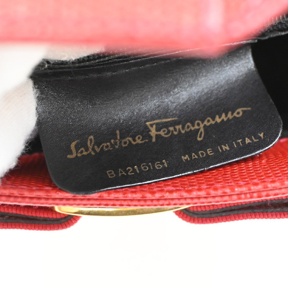 SALVATORE FERRAGAMO Vara Bow Bucket Handbag Embossed Leather Red GHW 62DA271