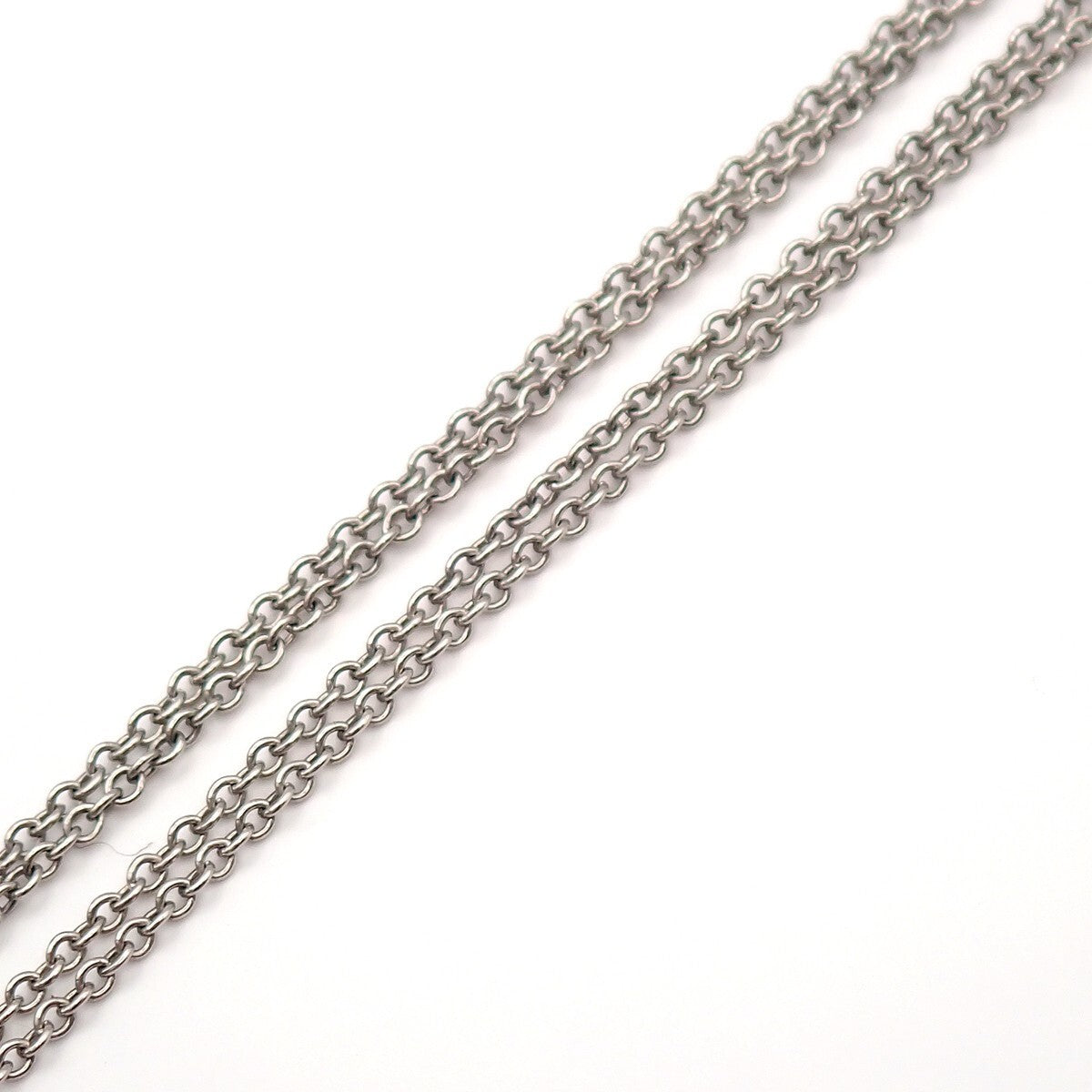 TIFFANY & CO. By The Yard Single Diamond Pendant Necklace Pt 950 Silver 10RK965