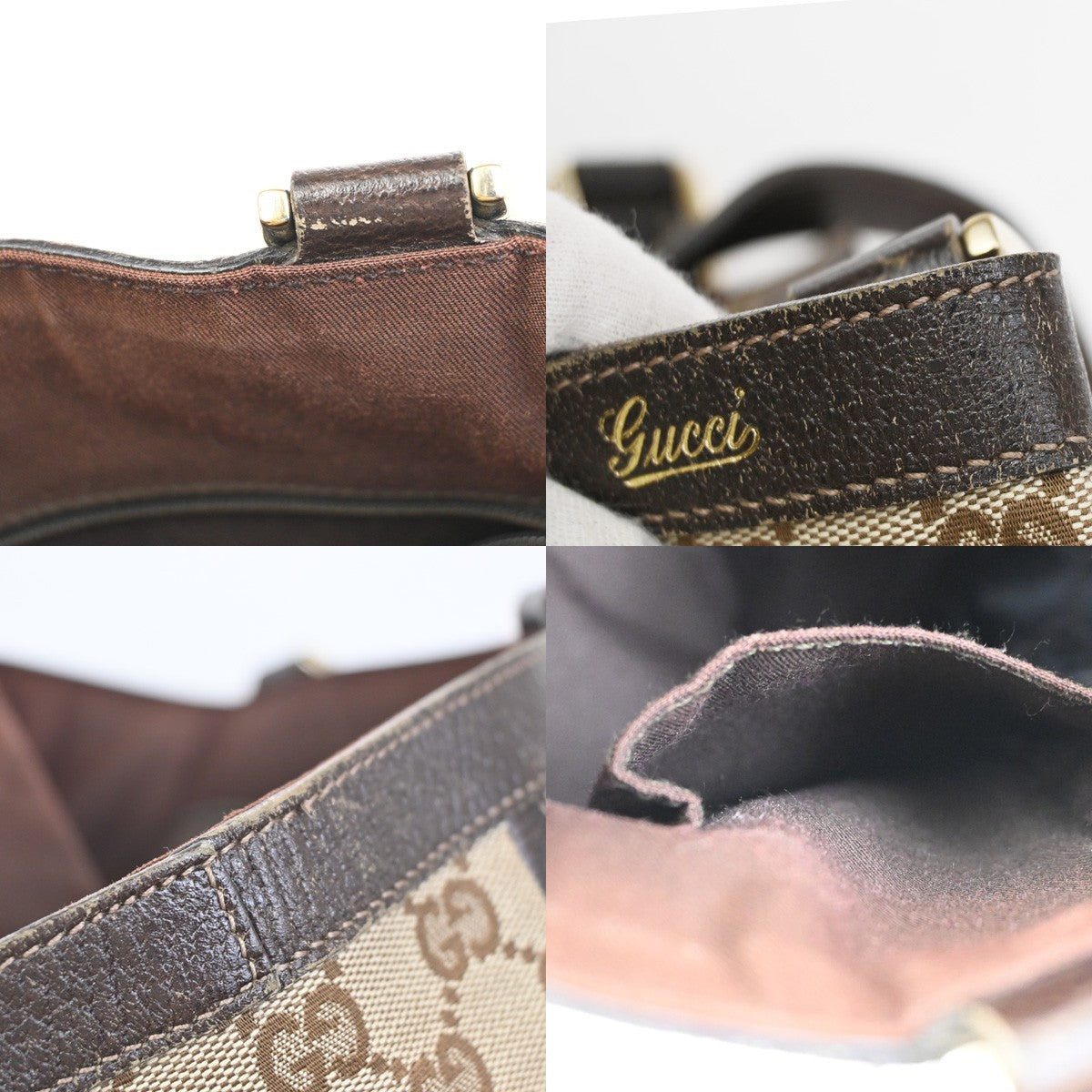 GUCCI GG Pattern Abbey D-Ring Hand Bag Canvas Leather Brown GHW Italy 31KC675
