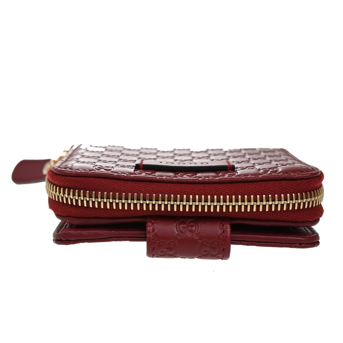 GUCCI Micro Guccissima GG Pattern Bifold Zipper Wallet Leather Red 34KP105