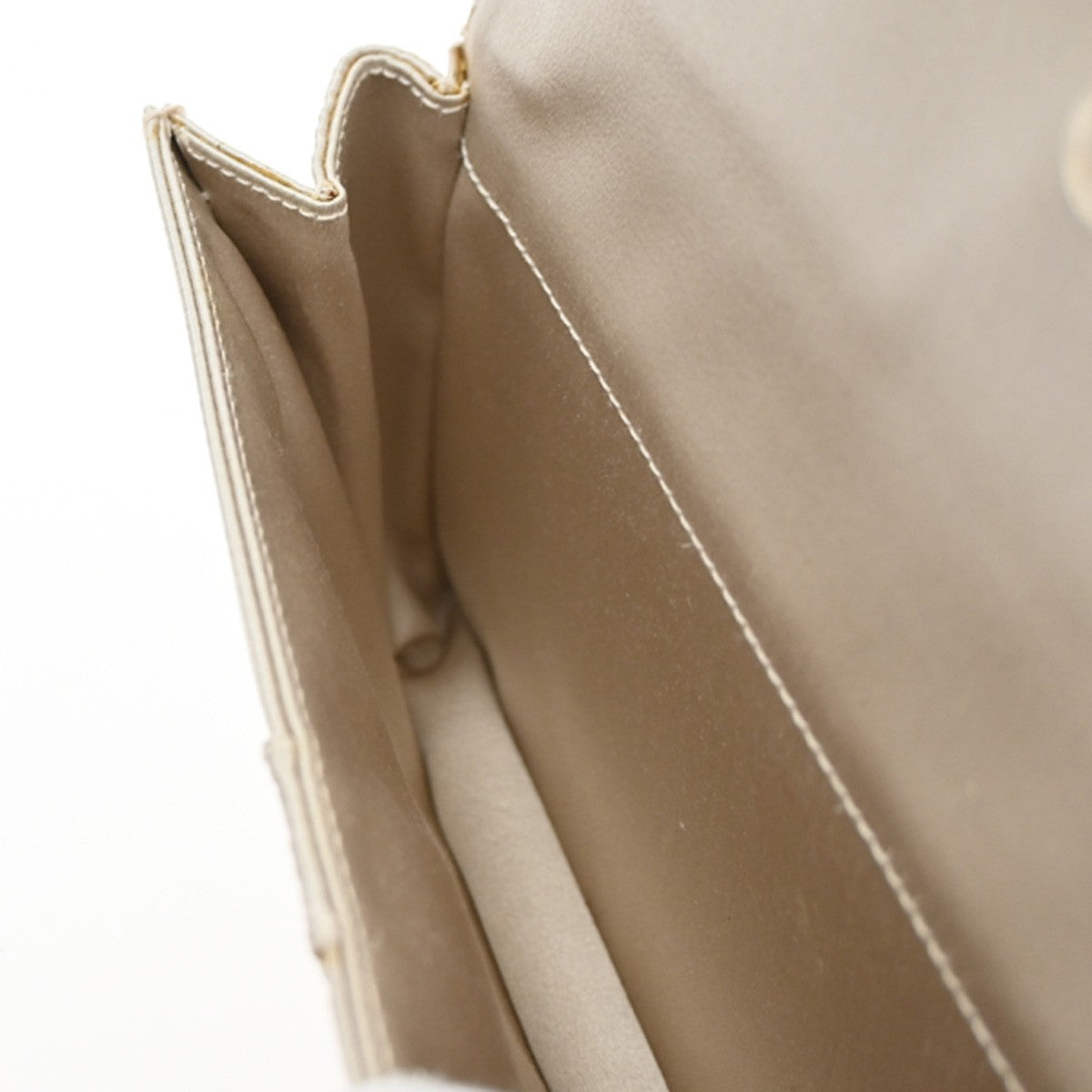 YVES SAINT LAURENT YSL Logo Shoulder Bag Satin Light Beige Italy SHW 82RL766