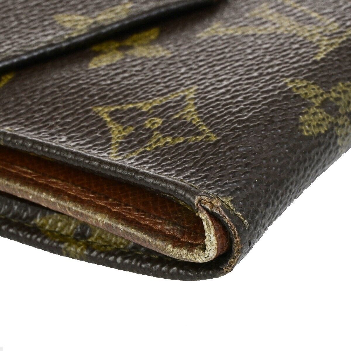 LOUIS VUITTON 2 Set Bifold Trifold Compact Wallet Monogram Leather Brown 02KA446