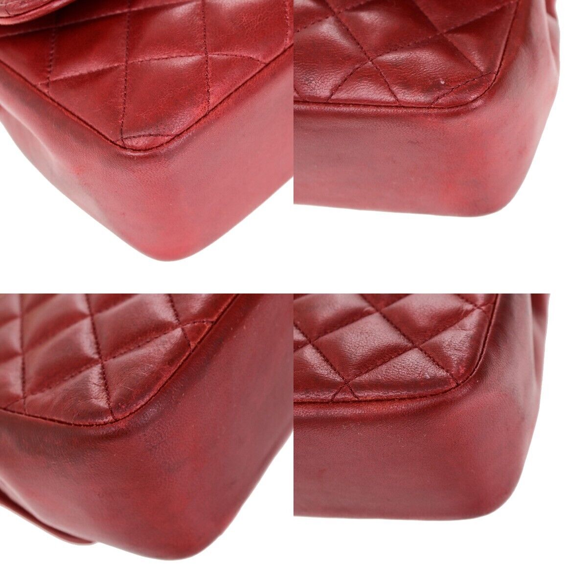 CHANEL CC Mini Matelasse Chain Shoulder Bag Leather Red GHW Vintage 696RK682