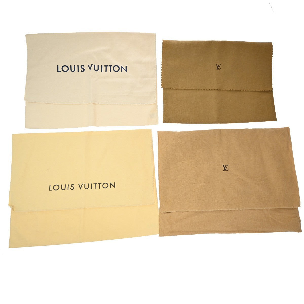 LOUIS VUITTON Logo 20 Set Drawstring Dust Bag Canvas Cotton Beige Brown 63EG381