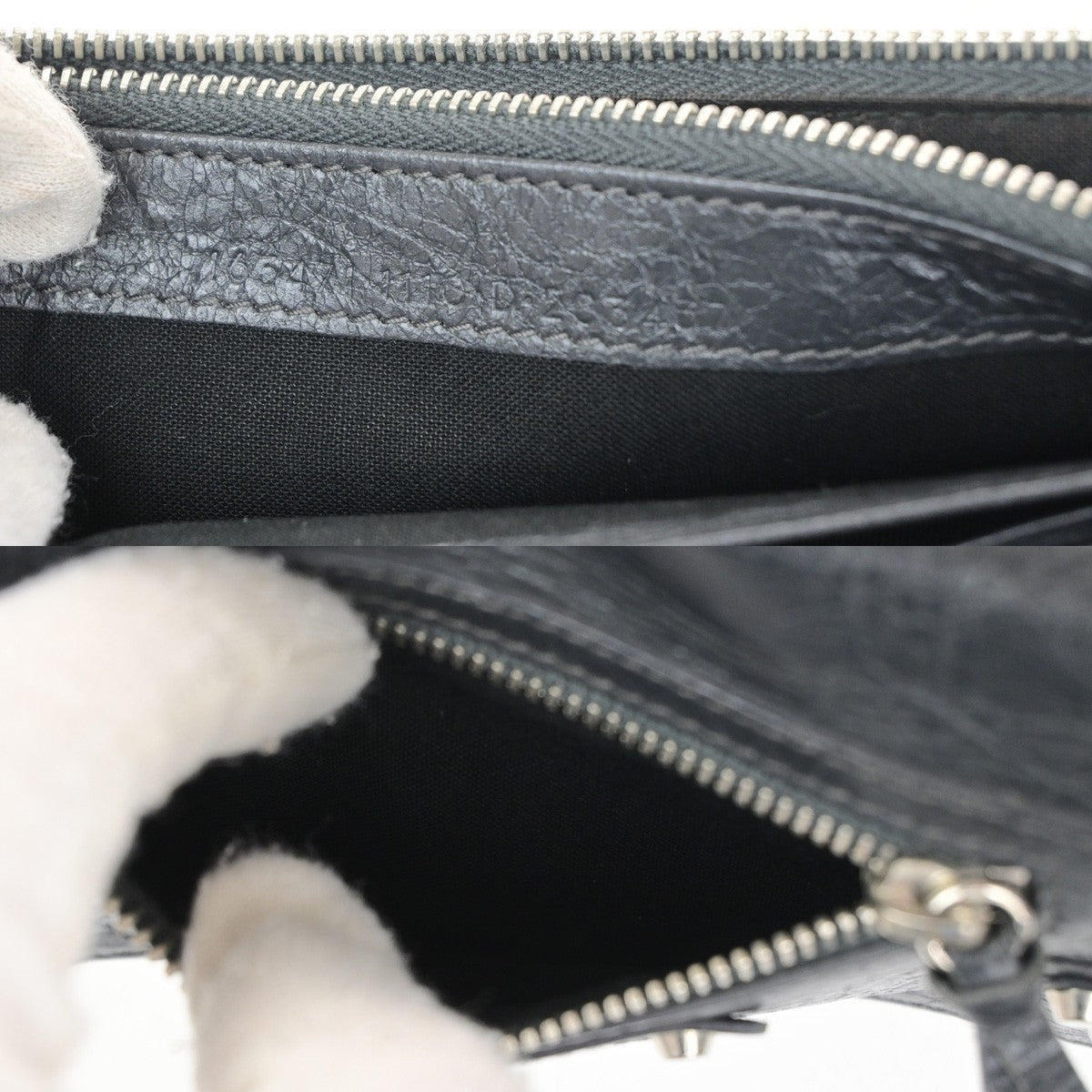 BALENCIAGA Logo Classic Money Long Wallet Purse Leather Black SHW 62CB073