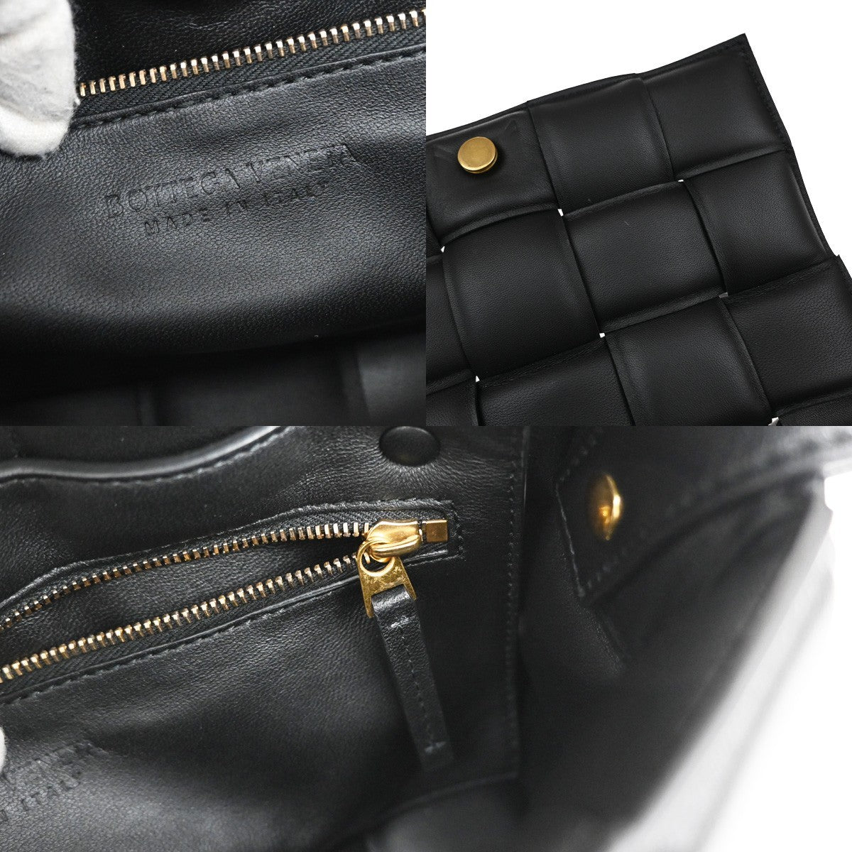 BOTTEGA VENETA Maxy Intrecciato Cassette Shoulder Bag Leather Black 689RL287
