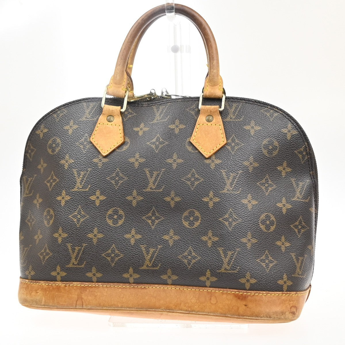 LOUIS VUITTON LV Logo Alma Hand Bag Monogram Leather Brown France M51130 88MA581