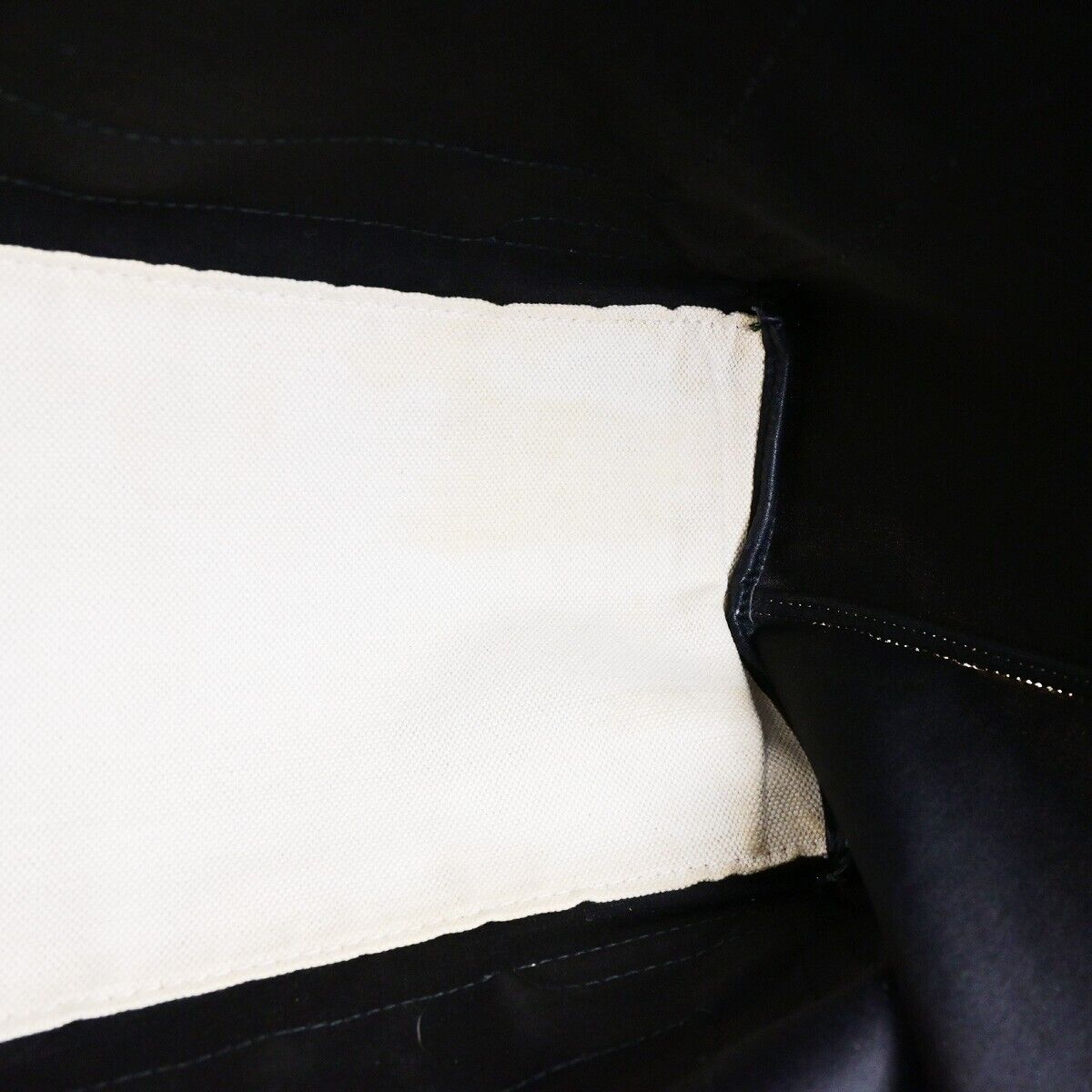 BALENCIAGA Navy Cabas M Shoulder Hand Bag Canvas Leather Ivory Black 37FB060