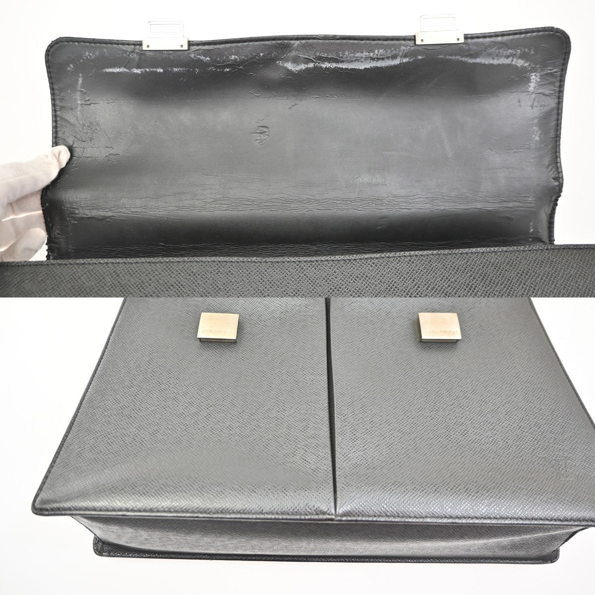 LOUIS VUITTON Serviette Kazan Brifecase Hand Bag Taiga Leather BK M30802 67KC488