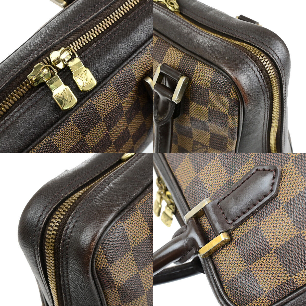 LOUIS VUITTON Brera Hand Bag Damier Ebene Leather Brown France N51150 73YF896