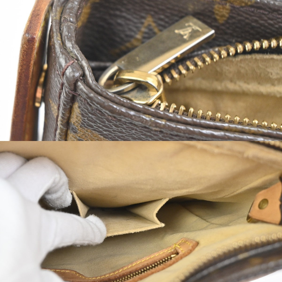 LOUIS VUITTON Logo Looping GM Shoulder Bag Monogram Leather Brown M51145 87KC187