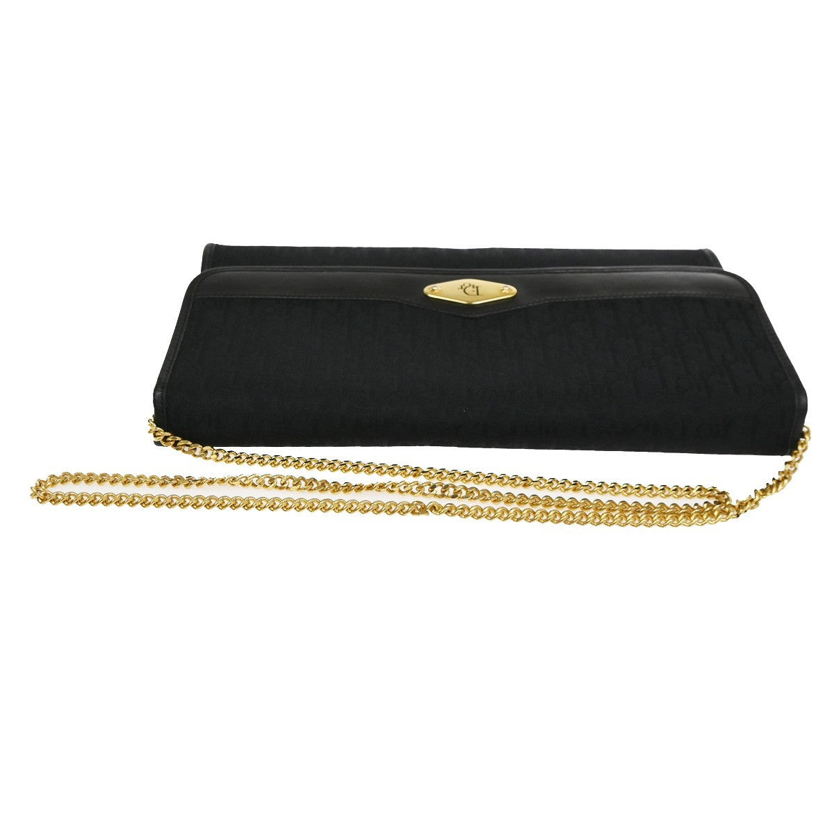 CHRISTIAN DIOR Logo Trotter Chain Shoulder Hand Bag Canvas Leather BK 61KC887