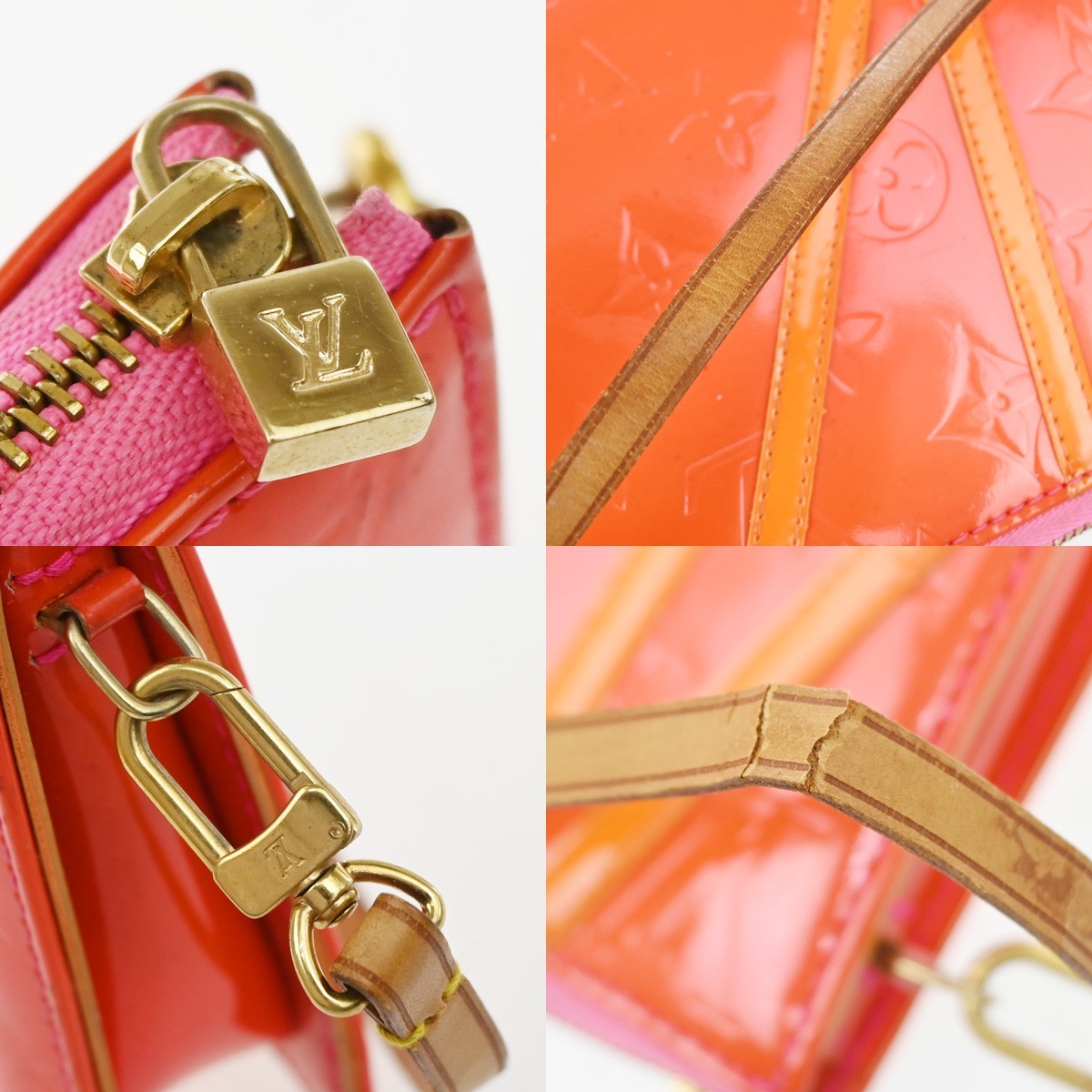 LOUIS VUITTON Lexington Hand Bag Monogram Vernis Fluo Orange M91906 62YJ200