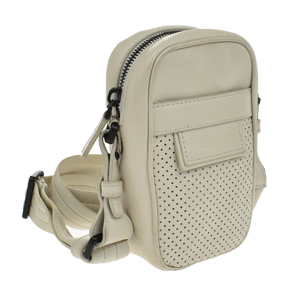 BOTTEGA VENETA Logo Mini Shoulder Bag Leather White Made in Italy 83KB141