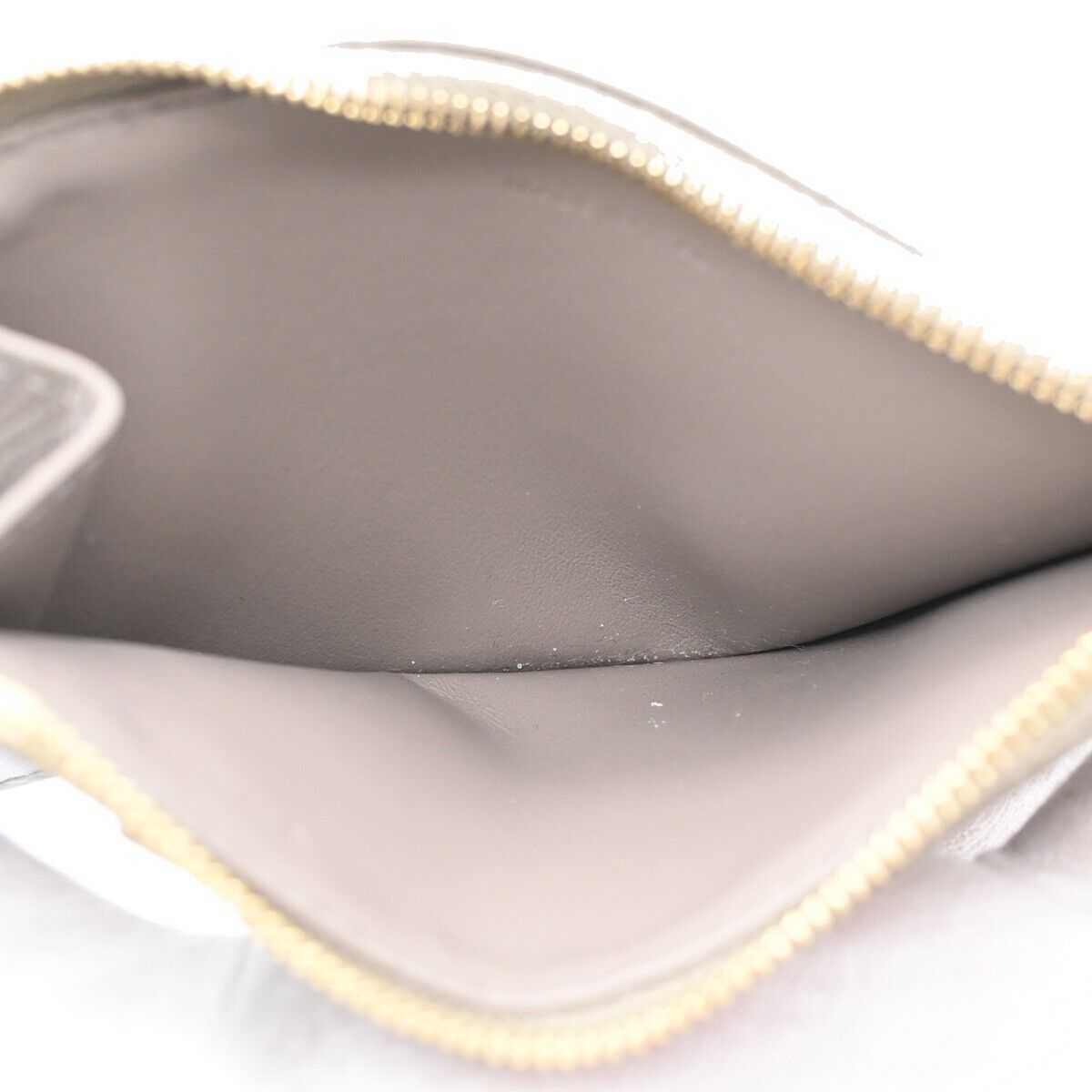 CELINE Logo Fragment Case Coin Zip Wallet Purse Leather Gray Gold Italy 36HB942