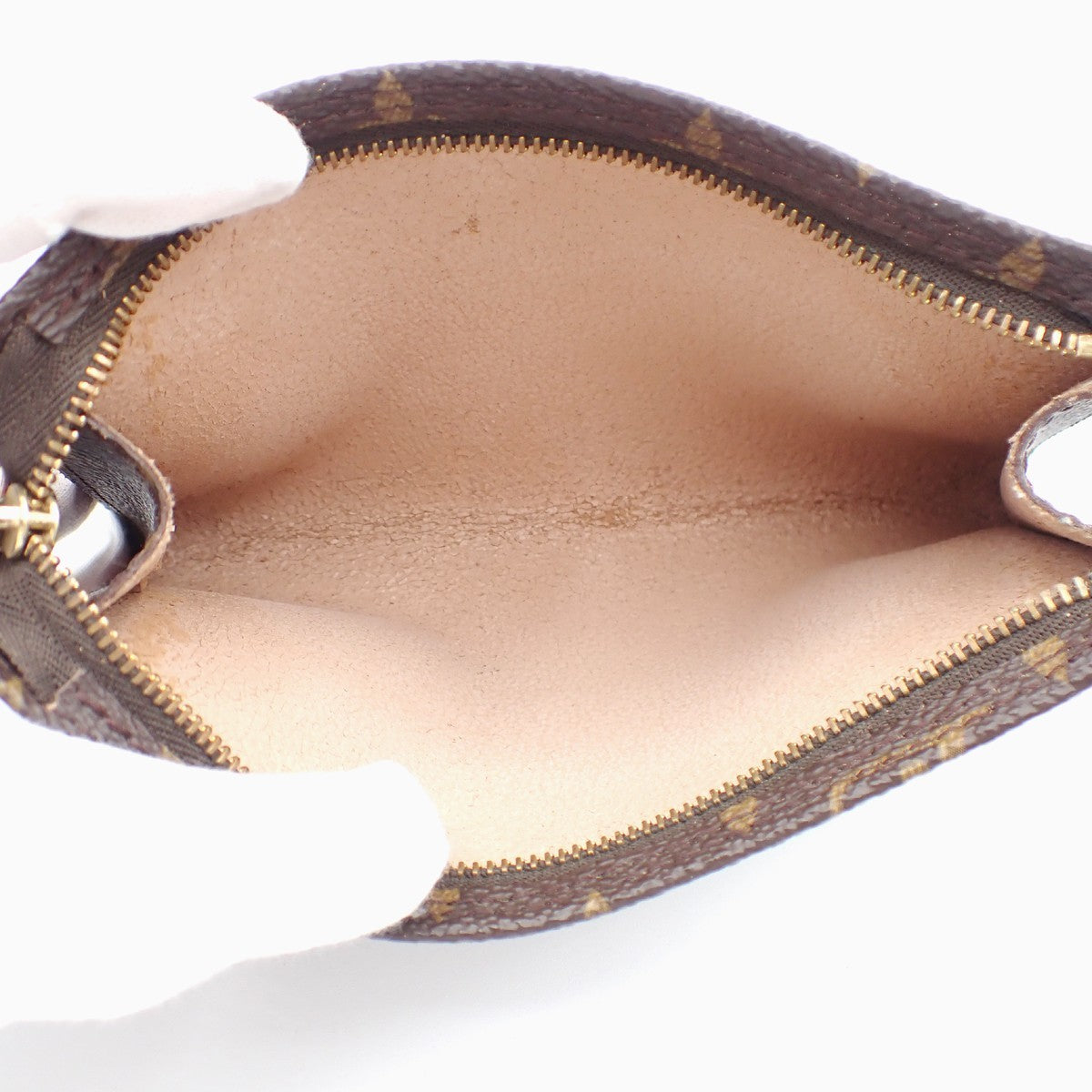 LOUIS VUITTON Logo BUCKET PM Pouch Bag Monogram Leather Brown France 66KC144