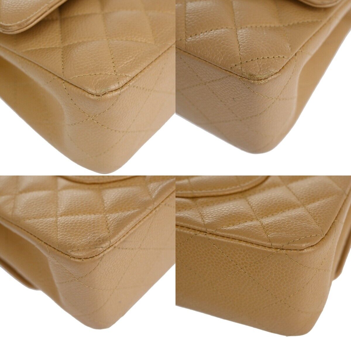 CHANEL CC Matelasse 25 Double Flap Chain Shoulder Bag Caviar Leather 239RJ661