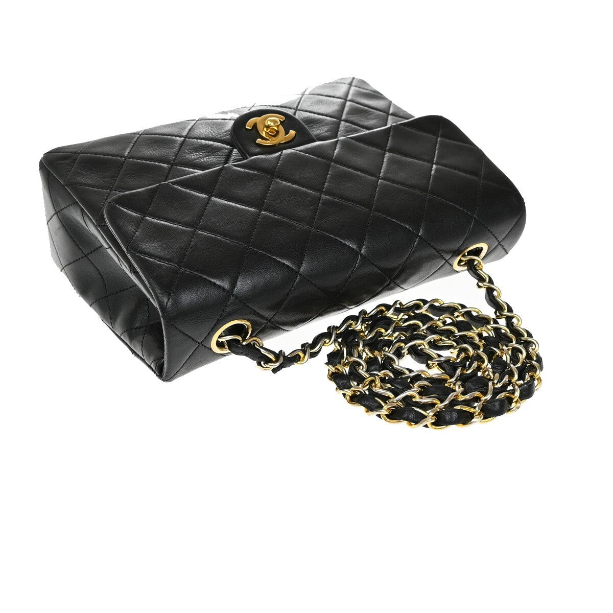 CHANEL CC Mini Matelasse Chain Shoulder Bag Leather Black GHW Vintage 318RF284