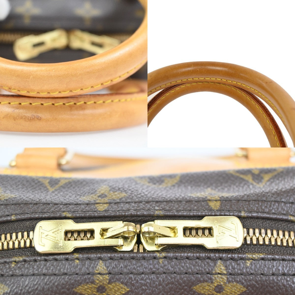 LOUIS VUITTON LV Logo Deauville Hand Bag Monogram Leather Brown M47270 76KC315