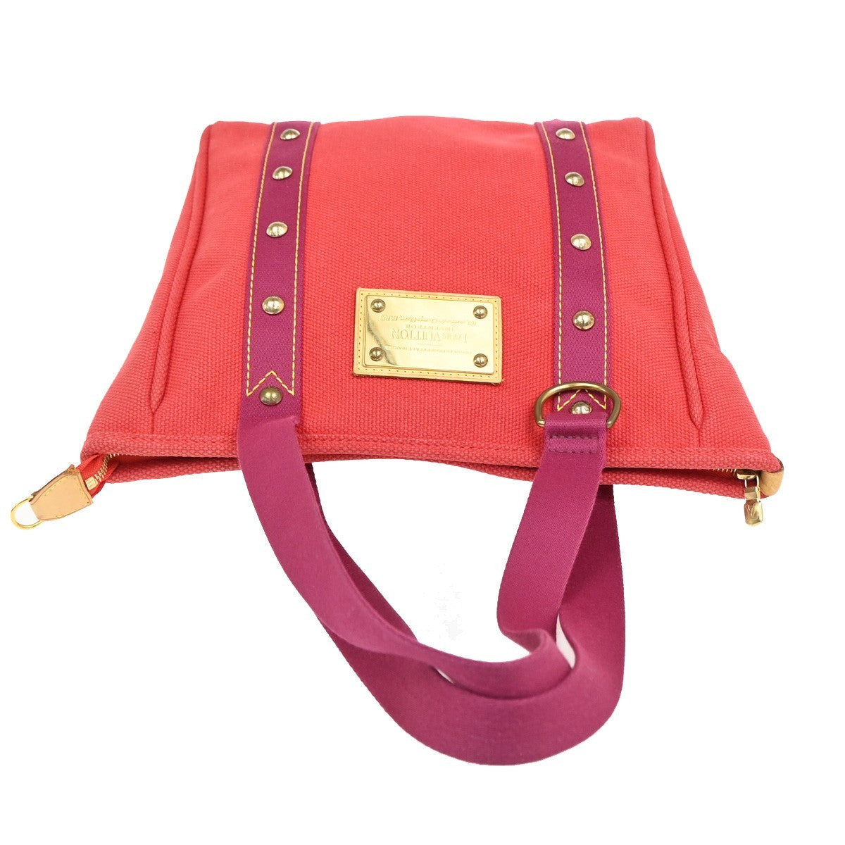 6.Live LOUIS VUITTON Cabas MM Shoulder Bag Antigua Canvas Leather M40034 32ZA237