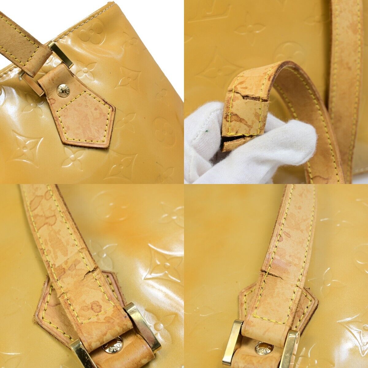 LOUIS VUITTON Houston Shoulder Bag Monogram Vernis Leather Beige M91004 09EB436