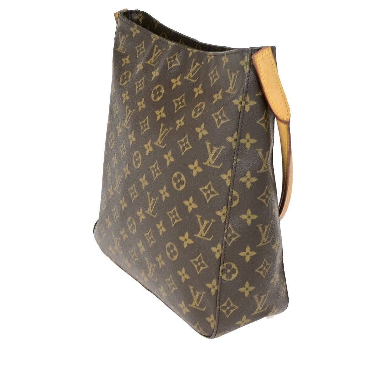 LOUIS VUITTON Logo Looping GM Shoulder Bag Monogram Leather Brown M51145 18FA754