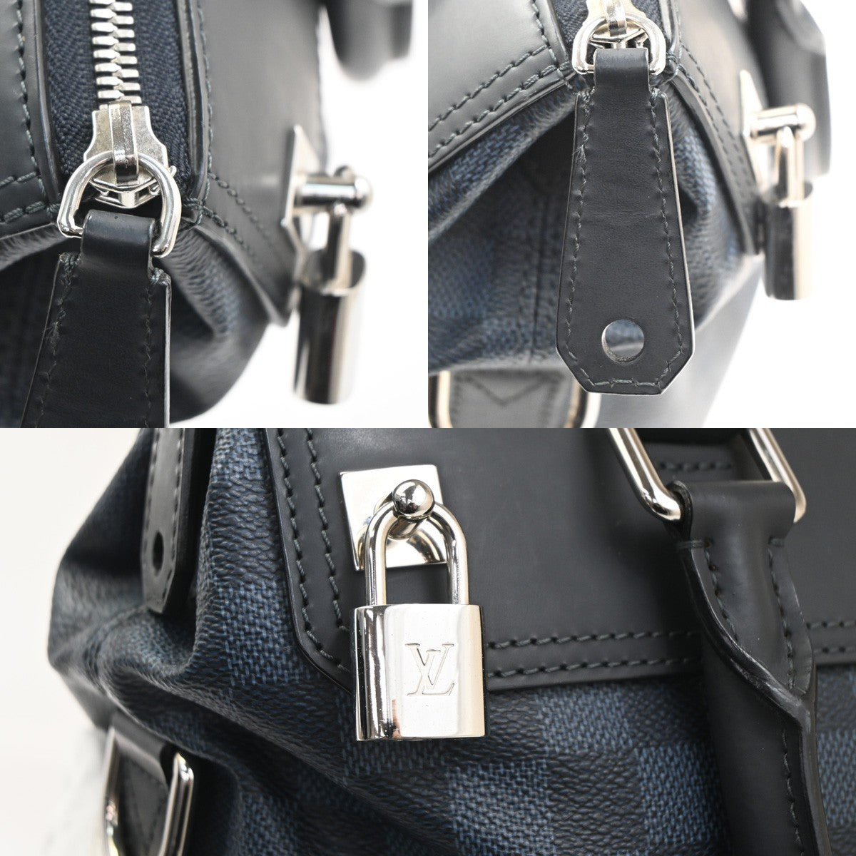 LOUIS VUITTON Greenwich Hand Bag Damier Cobalt Leather Navy Italy N41351 92MA390