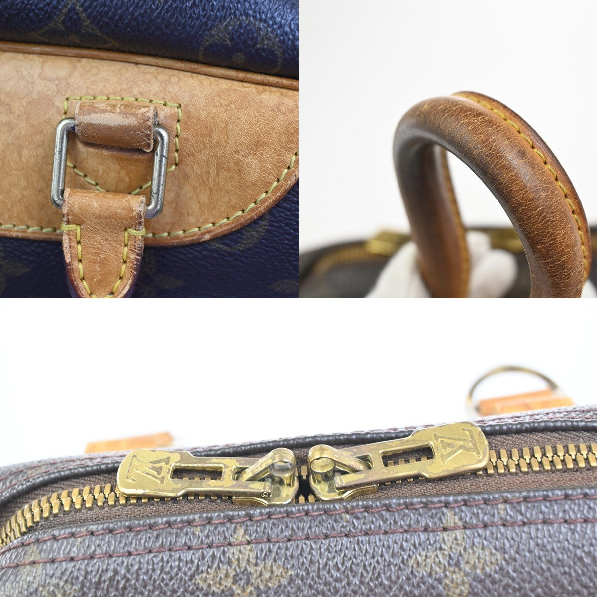LOUIS VUITTON LV Logo Deauville Hand Bag Monogram Leather Brown M47270 37YH878