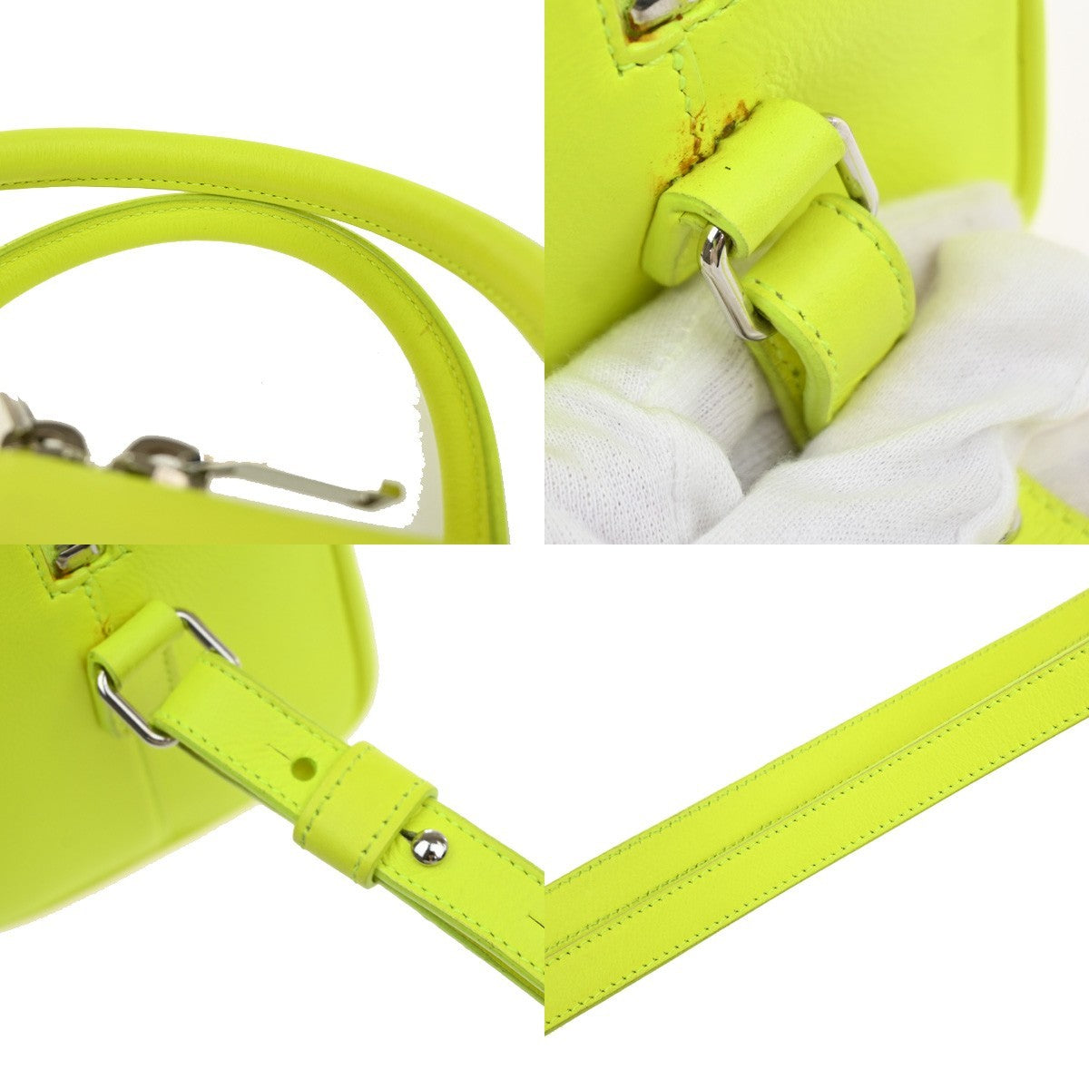 SAINT LAURENT Baby Duffle 2Way Shoulder Hand Bag Leather Neon Yellow 16YJ121