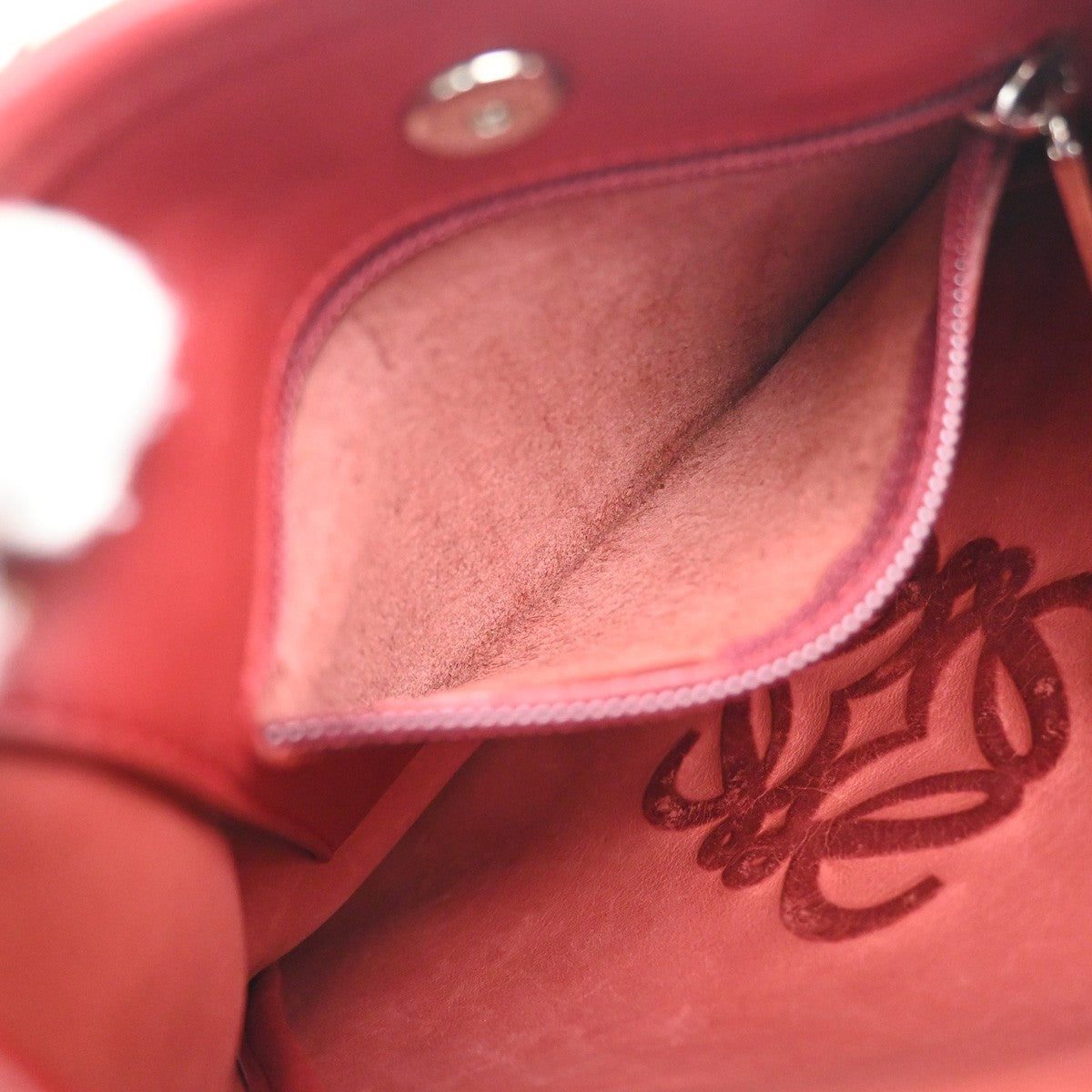 LOEWE Logo Anagram Crossbody Shoulder Bag Suede Leather Red SHW Spain 34KD045