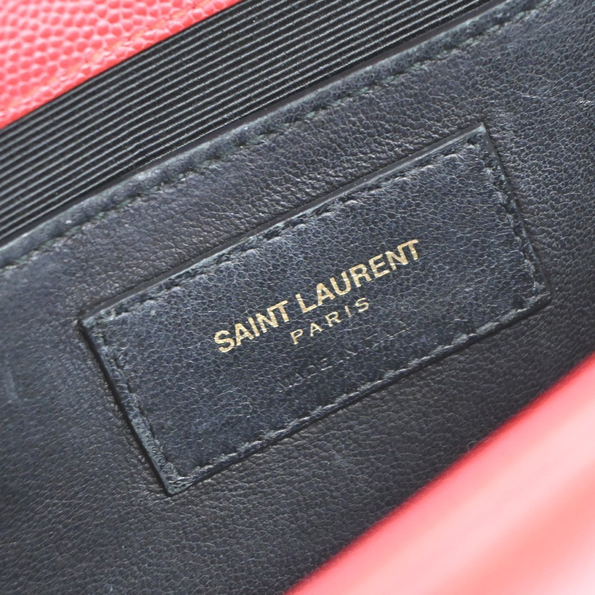 SAINT LAURENT YSL Logo 2Way Chain Shoulder Clutch Bag Red GHW Italy 22RF821