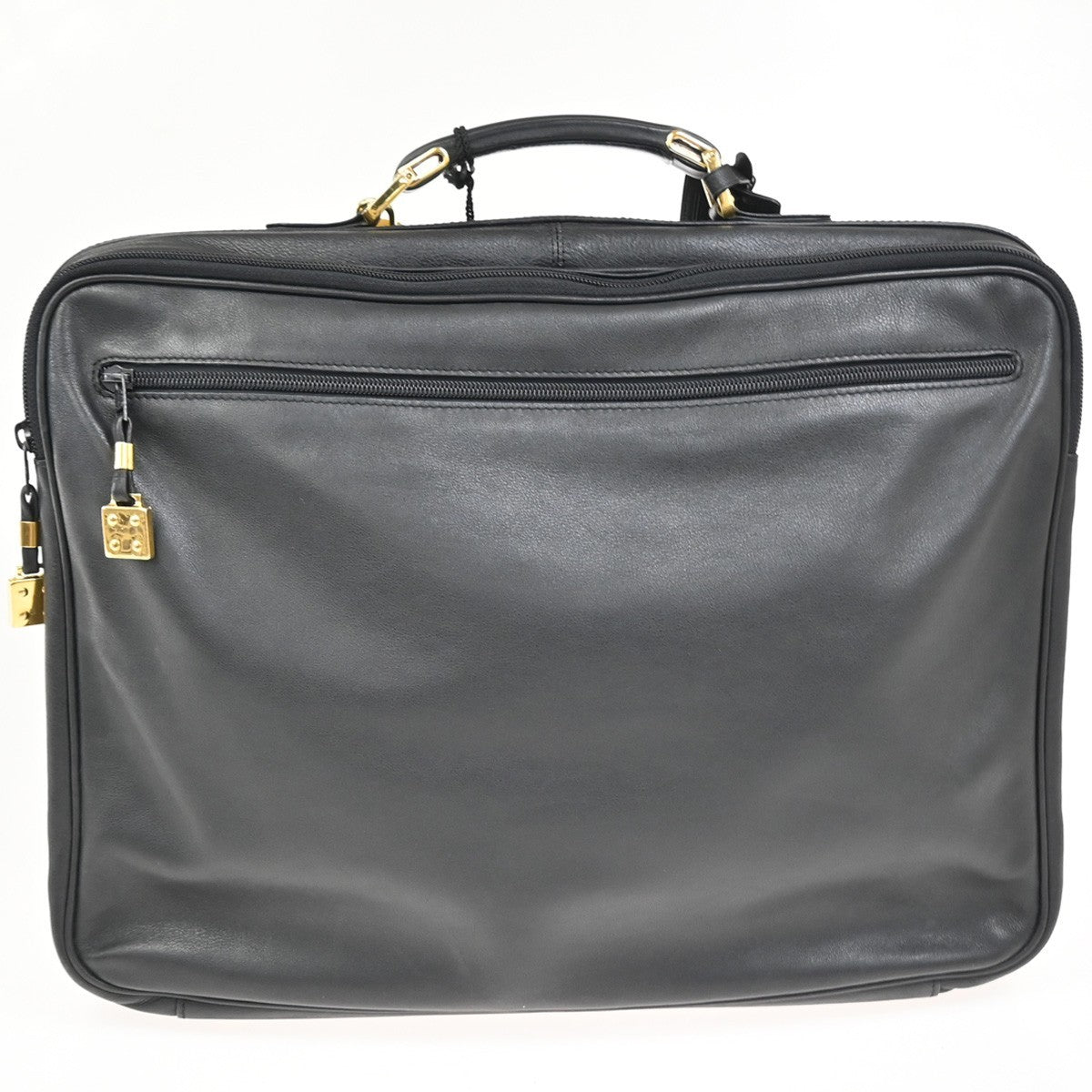 LOEWE Logo Anagram Business Hand Bag Leather Black GHW Spain GHW 67TA649