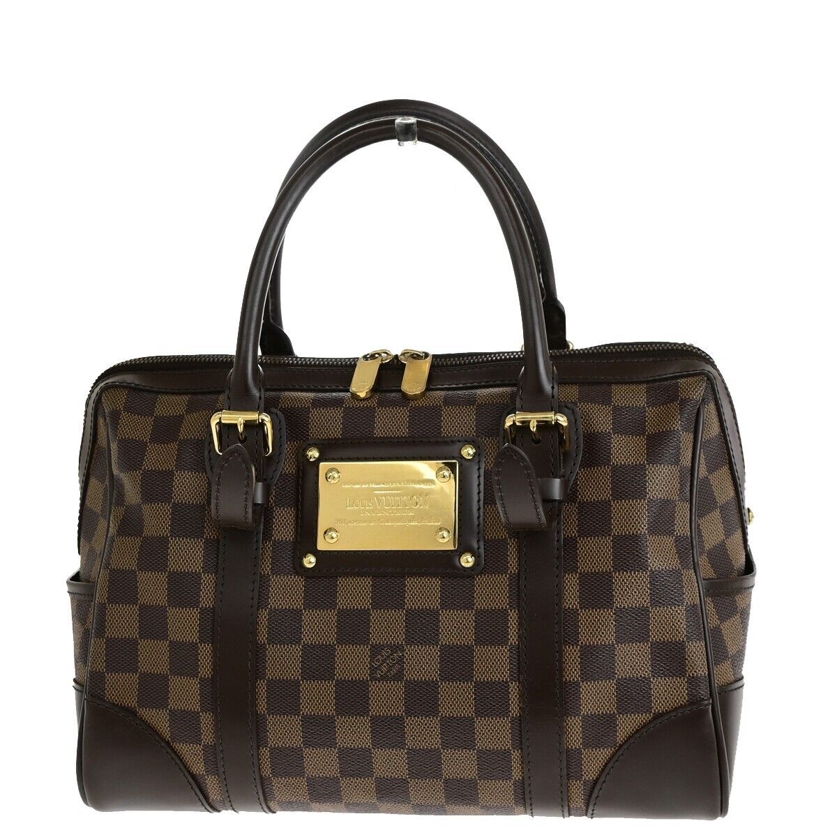 LOUIS VUITTON Logo Berkeley Hand Bag Damier Ebene Leather Brown N52000 50ED095