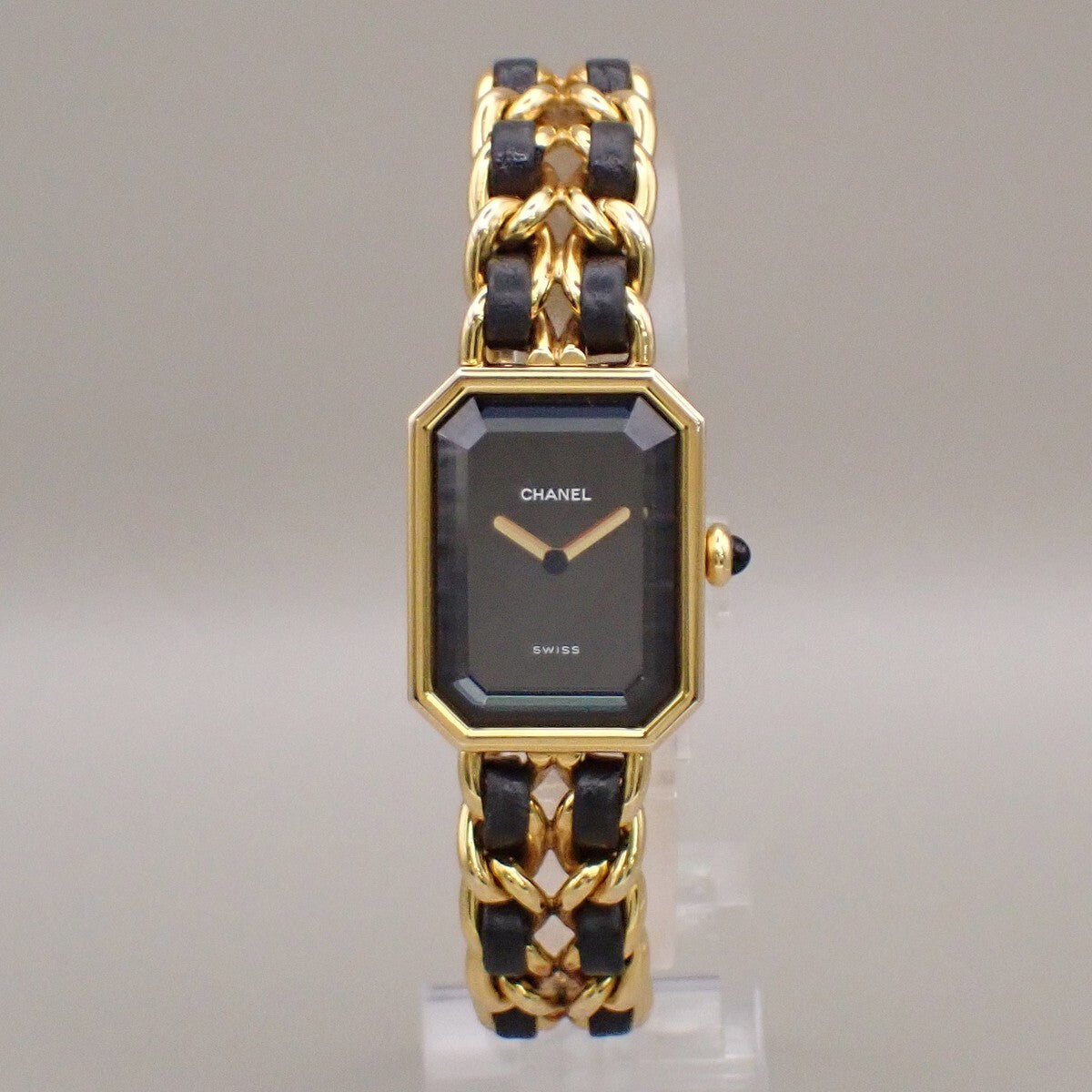 CHANEL Logo Premiere Watch H0001  # L Quartz Gold Plated Leather GHW 690RK949