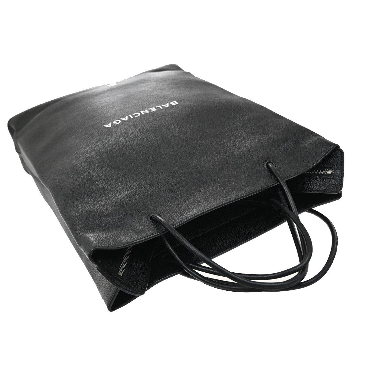BALENCIAGA Logo Large North South Shopping Shoulder Bag Leather Black 77FB720