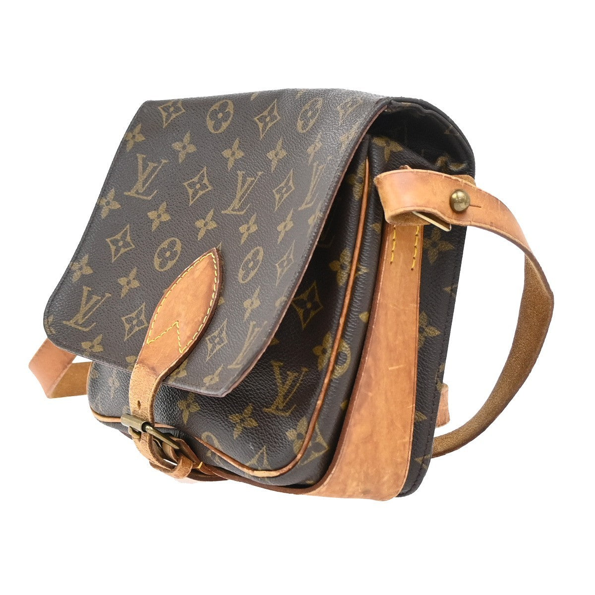 LOUIS VUITTON Cartouchiere MM Shoulder Bag Monogram Leather Brown M51253 64EF845