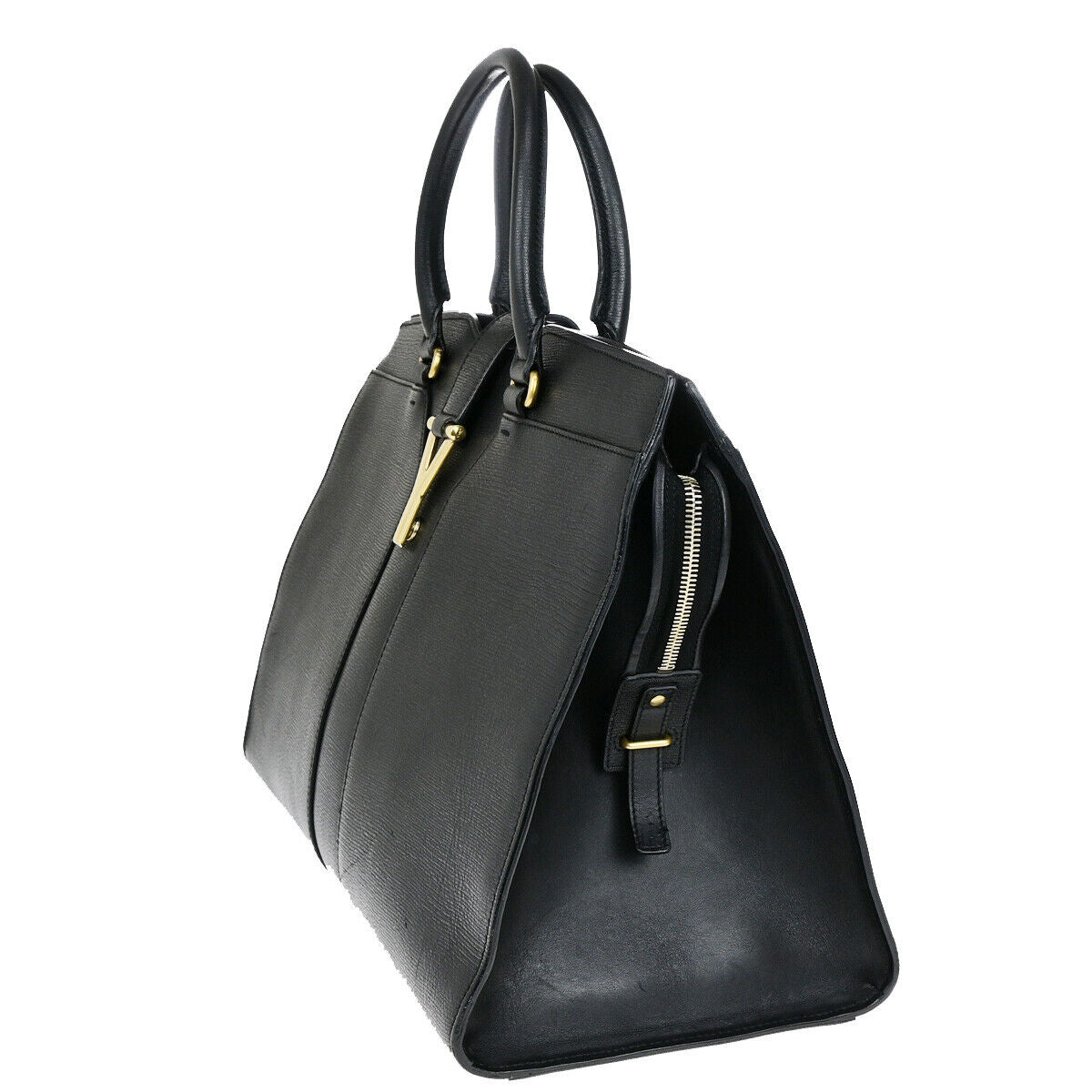 YVES SAINT LAURENT Y Line Cabas Chyc Hand Bag Leather Black GHW Italy 22YG428
