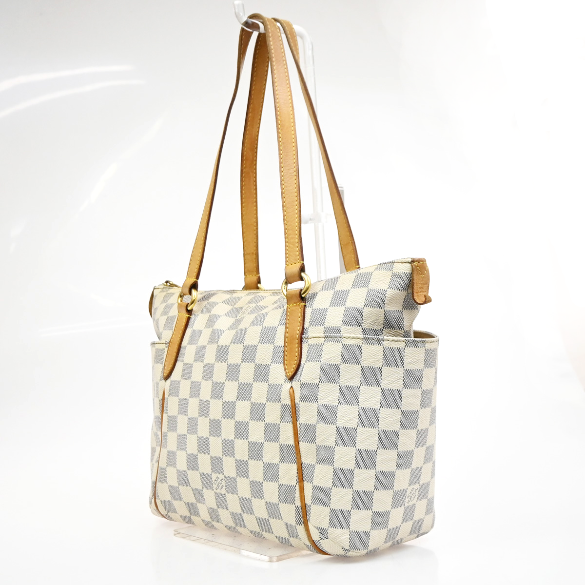 LOUIS VUITTON Totally PM Shoulder Bag Damier Azur Leather White N51261 72KD105